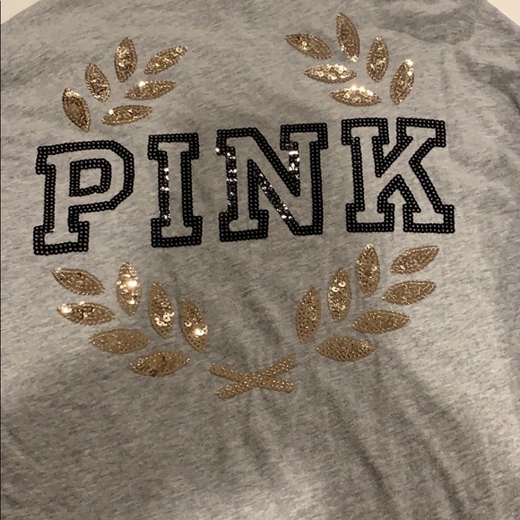VSPINK long sleeve T-shirt w gold + black sequence - Picture 4 of 6